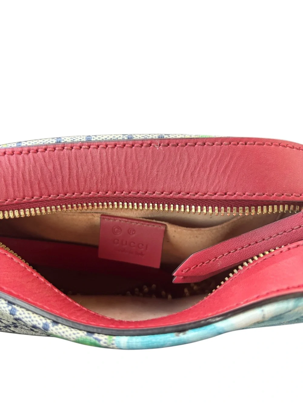 Gucci Blue Floral GG Canvas Espadrilles with Matching Crossbody and Red Trim